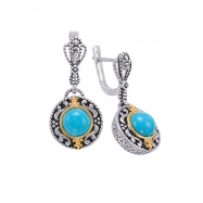 Picture of Alesandro Menegati 14K Accented Sterling Silver Earrings with Turquoise