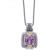 Picture of Alesandro Menegati 14K Accented Sterling Silver Necklace with White Topaz and Amethyst