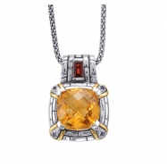 Picture of Alesandro Menegati 14K Accented Sterling Silver Necklace with Citrine and Garnet