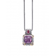 Picture of Alesandro Menegati 14K Accented Sterling Silver Necklace with Amethyst, Iolite and Rhodolite