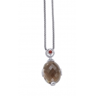 Picture of Alesandro Menegati Sterling Silver Necklace with Smoky Quartz and Garnet