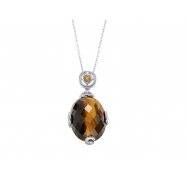 Picture of Alesandro Menegati 14K Accented Sterling Silver Necklace with Tiger Eye