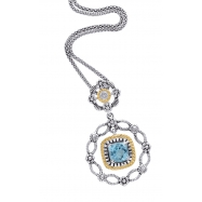 Picture of Alesandro Menegati 14K Accented Sterling Silver Necklace with Blue Topaz and Diamonds 