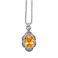 Picture of Alesandro Menegati 14K Accented Sterling Silver Necklace with Citrine and White Topaz