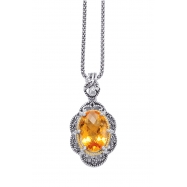 Picture of Alesandro Menegati 14K Accented Sterling Silver Necklace with Citrine and White Topaz