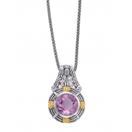 Picture of Alesandro Menegati 14K Accented Sterling Silver Necklace with Diamonds and Amethyst