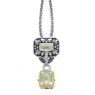 Picture of Alesandro Menegati 14K Accented Sterling Silver Green Amethyst and Diamonds Necklace