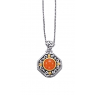 Picture of Alesandro Menegati 14K Accented Sterling Silver Necklace with Carnelian