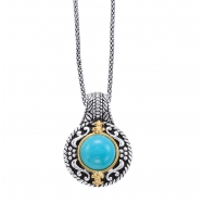 Picture of Alesandro Menegati 14K Accented Sterling Silver Necklace with Turquoise