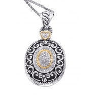 Picture of Alesandro Menegati 14K Accented Sterling Silver Necklace with Diamonds