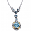 Alesandro Menegati 14K Accented Sterling Silver Necklace with Blue Topaz and Diamonds 