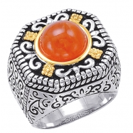 Picture of Alesandro Menegati 14K Accented Sterling Silver Ring with Carnelian