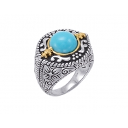 Picture of Alesandro Menegati 14K Accented Sterling Silver Ring with Turquoise
