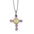 Alesandro Menegati 14K Accented Sterling Silver Cross Necklace with Amethysts