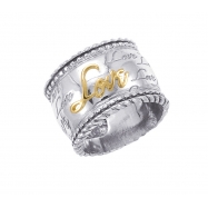 Picture of Alesandro Menegati 14K Gold & Sterling Silver "Love" Ring