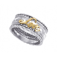 Picture of Alesandro Menegati 14K Gold & Sterling Silver "Love" Ring