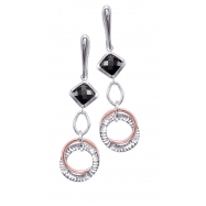 Picture of Alesandro Menegati Rose Gold Accented Sterling Silver Fashion Earrings with Black Onyx