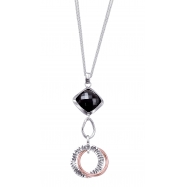 Picture of Alesandro Menegati Rose Gold Accented Sterling Silver Fashion Necklace with Black Onyx