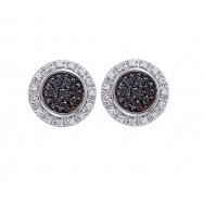 Picture of Alesandro Menegati Sterling Silver Earrings with Black and White Diamonds