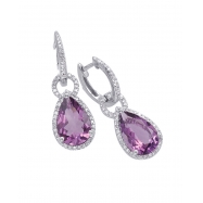 Picture of Alesandro Menegati Sterling Silver Pendant Earrings with Diamonds and Amethyst