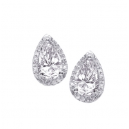 Picture of Alesandro Menegati Sterling Silver Pear Stud Earrings with Diamonds and White Topaz
