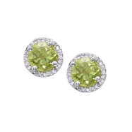 Picture of Alesandro Menegati Sterling Silver Round Stud Earrings with Diamonds and Peridots