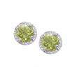 Alesandro Menegati Sterling Silver Round Stud Earrings with Diamonds and Peridots