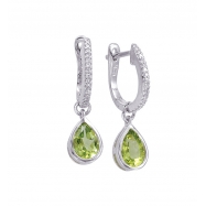 Picture of Alesandro Menegati Sterling Silver Earrings with Diamonds and Peridots