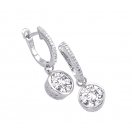 Picture of Alesandro Menegati Sterling Silver Earrings with Diamonds and White Topaz