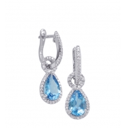 Picture of Alesandro Menegati Sterling Silver Earrings with Diamonds and Blue Topaz