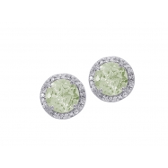 Picture of Alesandro Menegati Sterling Silver Stud Earrings with Diamonds and Green Amethyst