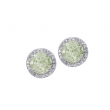 Alesandro Menegati Sterling Silver Stud Earrings with Diamonds and Green Amethyst