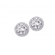 Picture of Alesandro Menegati Sterling Silver Round Stud Earrings with Diamonds and White Topaz