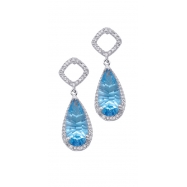Picture of Alesandro Menegati Sterling Silver Earrings with Diamonds and Blue Topaz