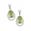 Alesandro Menegati Sterling Silver Earrings with Diamonds and Peridots