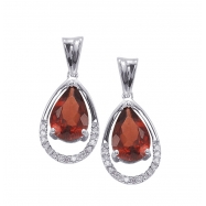 Picture of Alesandro Menegati Sterling Silver Earrings with Diamonds and Large Garnet