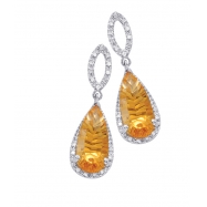 Picture of Alesandro Menegati Sterling Silver Earrings with Diamonds and Citrines