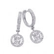 Alesandro Menegati Sterling Silver Dangle Earrings with Diamonds and White Topaz