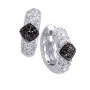 Picture of Alesandro Menegati Sterling Silver Black Diamonds and White Topaz Fashion Fancy Hoop Earrings