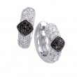 Alesandro Menegati Sterling Silver Black Diamonds and White Topaz Fashion Fancy Hoop Earrings