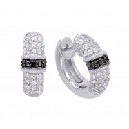 Picture of Alesandro Menegati Sterling Silver Black Diamonds and White Topaz Fashion Fancy Hoop Earrings
