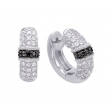 Alesandro Menegati Sterling Silver Black Diamonds and White Topaz Fashion Fancy Hoop Earrings