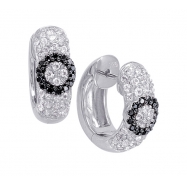 Picture of Alesandro Menegati Sterling Silver Black Diamonds and White Topaz Fashion Fancy Hoop Earrings