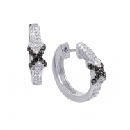 Picture of Alesandro Menegati Sterling Silver Black Diamonds and White Topaz Fashion Fancy Hoop Earrings