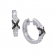 Alesandro Menegati Sterling Silver Black Diamonds and White Topaz Fashion Fancy Hoop Earrings