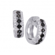 Picture of Alesandro Menegati Sterling Silver Black Diamonds and White Topaz Fashion Fancy Hoop Earrings