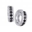 Alesandro Menegati Sterling Silver Black Diamonds and White Topaz Fashion Fancy Hoop Earrings