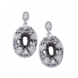 Alesandro Menegati Sterling Silver Black Diamonds and White Topaz Fashion Oval Pendant Earrings