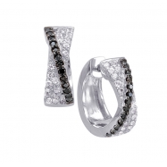 Picture of Alesandro Menegati Sterling Silver Black Diamonds and White Topaz Fashion Fancy Hoop Earrings