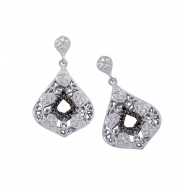 Picture of Alesandro Menegati Sterling Silver Black Diamonds and White Topaz Fashion Fancy Pendant Earrings